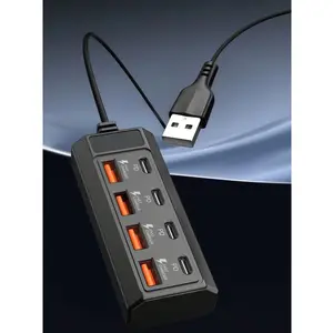 8-Port USB Charger with 4 X 25w Type-C Fast Charging Ports, Multi-Port High-Speed Charger for Computers, Laptops, Tablets, Type C Accessories, Spring Gift
