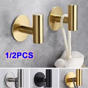 Stainless Steel Single Hook, No-Drill Rust-Resistant Bathroom Hook, Bathroom Accessory, Clothing Towel Hanger, Durable Easy-to-Install Bathroom Organizing Accessories