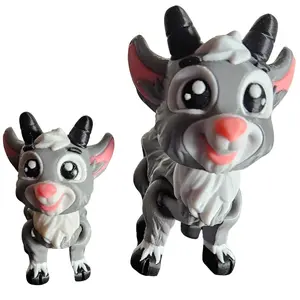 Goofy Goat Fidget Toy – 3D Printed Articulated Figure | Magnet & Keychain Option Wiggly Plastic