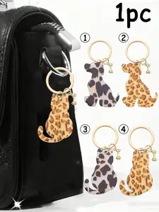 Double-sided acrylic leopard print cat and dog bone keychain, a fashionable, classic, and cool animal-themed bag accessory and DIY jewelry component. Can be attached to backpacks, handbags, car keys, house keys, and phone accessories. Versatile Attachment