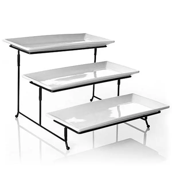 Gibson Elite Gracious Dining 3-Tier Plate Set with Metal Stand