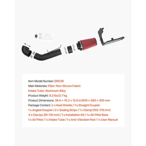 VEVOR Cold Air Intake, 3.9 Inch Cold Air Intake System+ Heat Shield Compatible with 1999-2006 Chevy Silverado/GMC Sierra 1500 V8 4.8L/5.3L, High Flow Filter Kit Improve Horsepower, Throttle Response