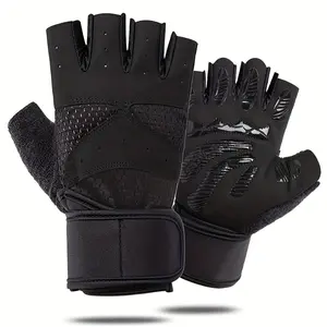 Breathable Mesh Sports Gloves with Extended Wrist Support - Half-Finger Design for Men & Women, Durable Polyester Knit Fabric, Perfect for Outdoor Activities & Casual Wear, Casual Wrist Support|Breathable Mesh Gloves|Knit Construction, Gloves for Sports