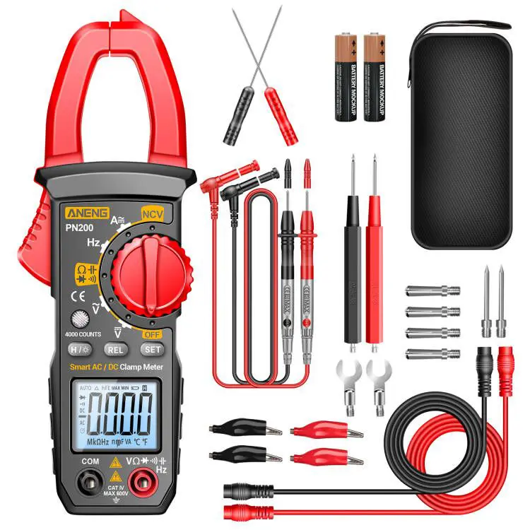4000 Counts Digital Clamp Meter Multimeter Tester - Small Size, Easy to Carry Electrical Measuring Tool for AC/DC Current, Voltage, NCV, Ohm, Capacitance, Resistance, Diodes, Continuity, Frequency with Backlight