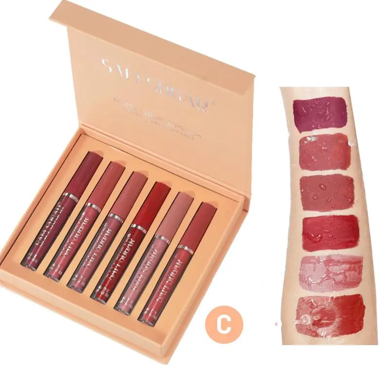 Long Lasting Liquid Matte Lipstick Set, 6pcs/set Easy Coloring Lip Sticks, Moisturizing Hydrating Matte Lipstick, Suitable for All Occasions Lip Makeup, Girls and Women Makeup Accessories, Versatile Set, Lipgloss, Hydrate