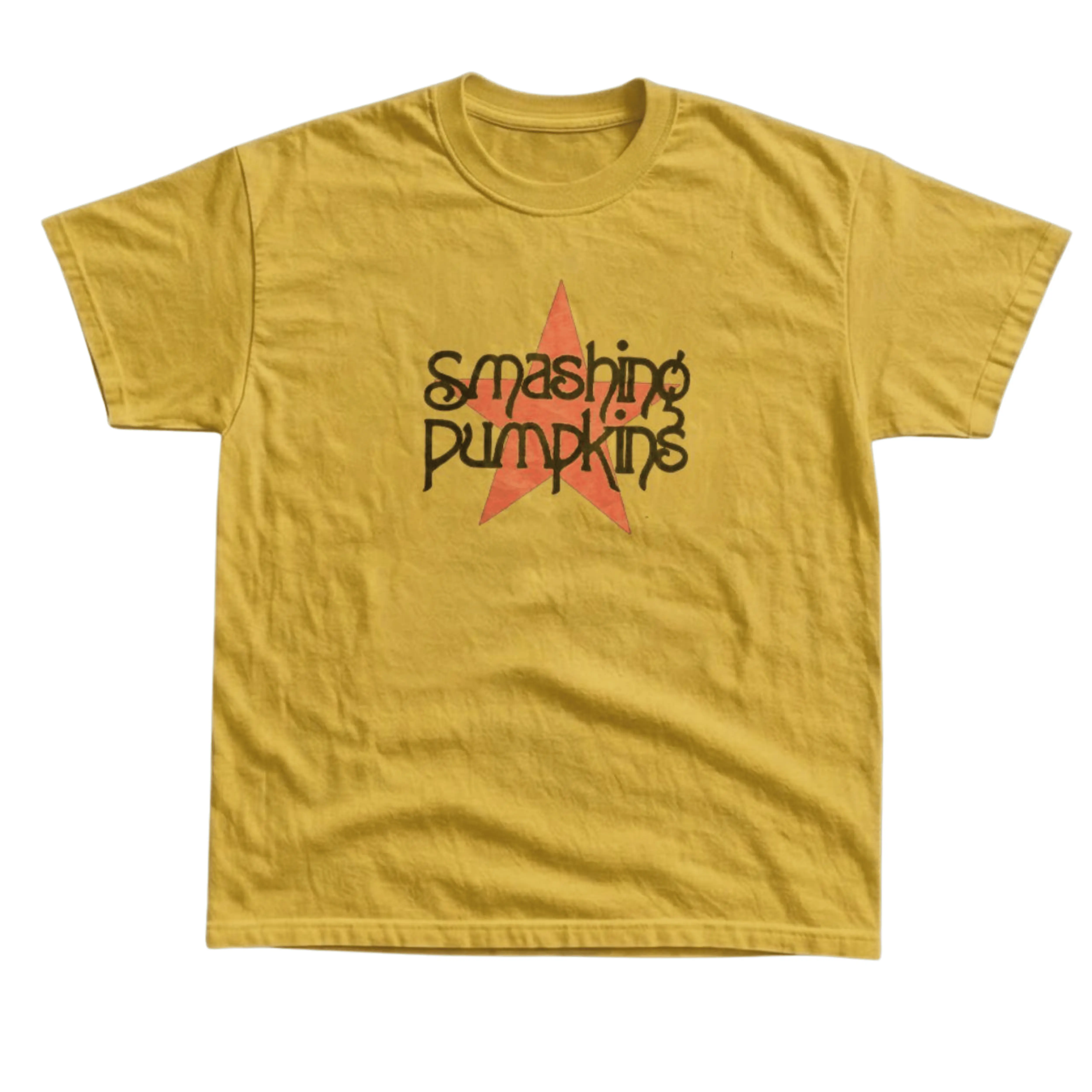 Gildan Men's and Women's T-shirt, Vintage Style The Smashing Pumpkins Graphic Tee, Red Star Logo, Stylized Script Typography, 90s Alternative Rock Merch, Grunge Music Fan Gift, Retro Concert Tour Shirt, Y2K Emo Grunge Aesthetic, Unisex Casual Top.