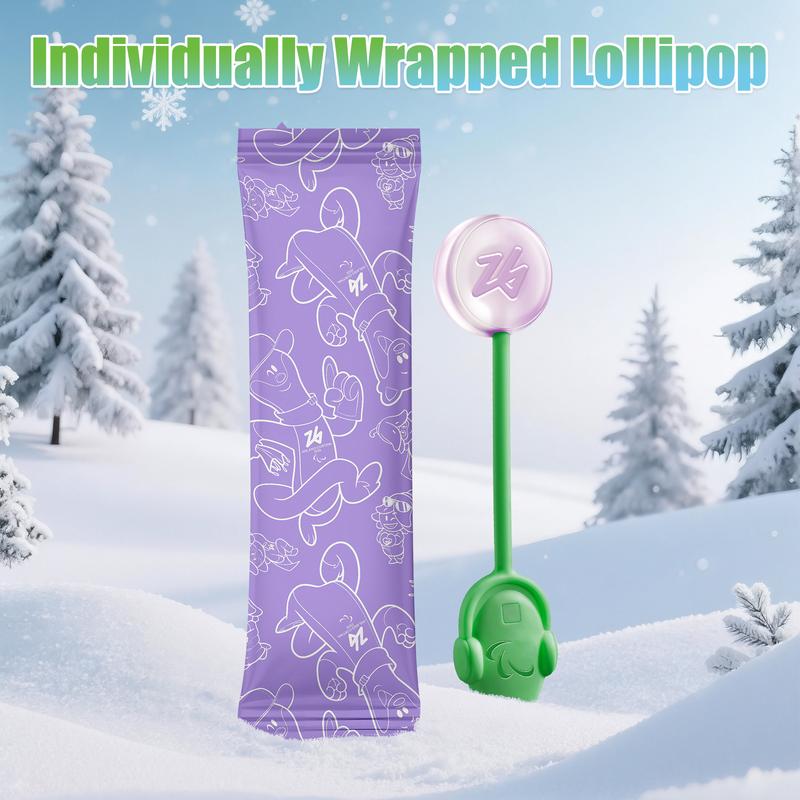 【Official Licensed Product】AMOS Winter Olympics Musical Singing Lollipop – No Sugar, Gluten-Free, Assorted Flavors (Vanilla, Orange, Peach, Grape), Individually Wrapped Sport-Inspired Novelty Musical Candy for Parties & Gifts Snack