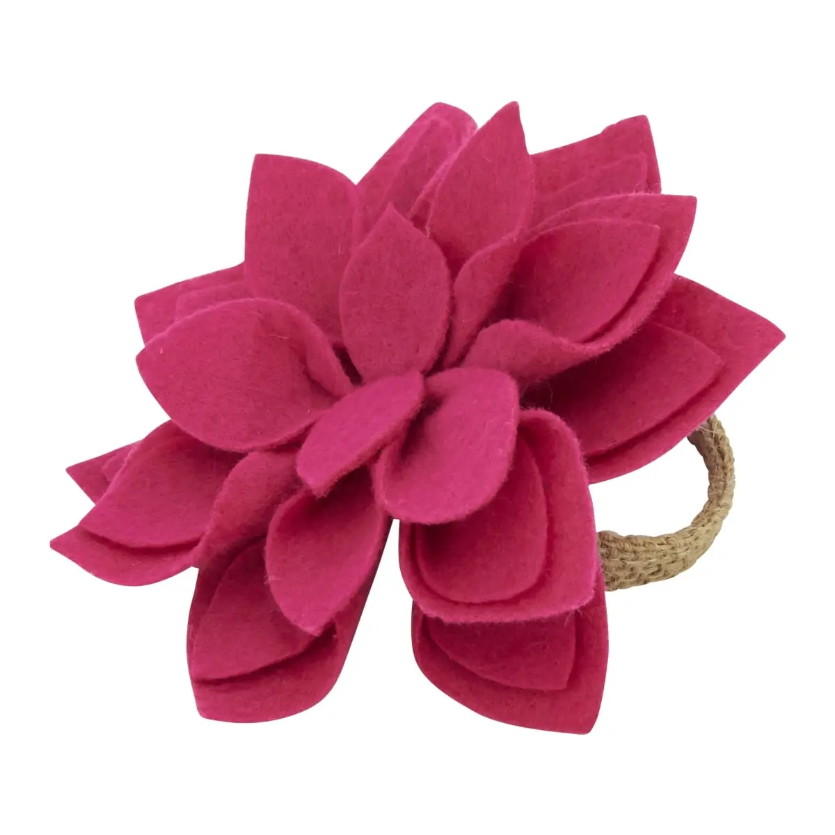 Saro Lifestyle NR095.FU Felt Blossom Napkin Ring - Fuchsia, 4-Piece Tableware Set