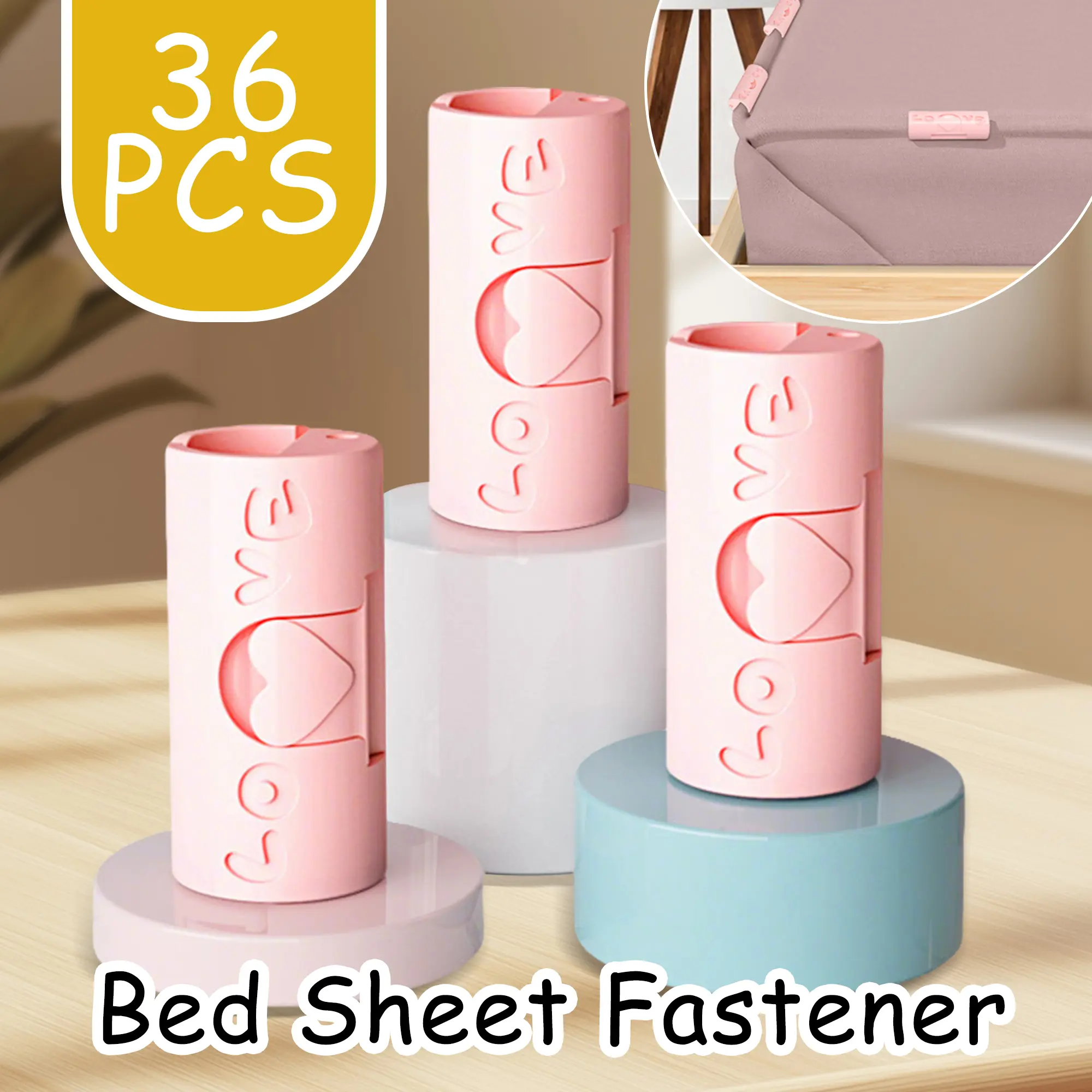 36-Count Sheet Clips with Adjustable Switch - Needle-Free Installation, 2-Speed Adjustment - Prevent Bed Slipping and Falling Out, Random Colors (Home & Party Supplies)