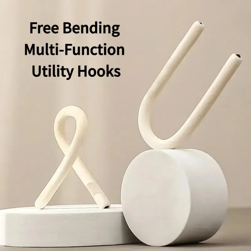 Multi-Function Utility Free Bending Hook, Fold-able Aluminium Load-bearing Hangers, Versatile as Wardrobe Hook, Desk Hook, Cable Tie, Phone Holder & Car Headrest Hook