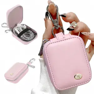 PU Leather Earbuds Cases,Headphone Organizer,Wired Headset Storage Bag, Shockproof Cover Carrying Case with Carabiner Clip Compatible with AirPods 4 AirPods Pro 2nd /3/2/1 Bose Galaxy Wired Headphone