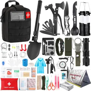 Survival Kit, Gifts for Men Women Teen Boys, 252 pcs Survival Gear and Equipment Mini First Aid Kit for Car Home, Emergency Kit with System for Earthquake, Outdoor Adventure, Car Travel