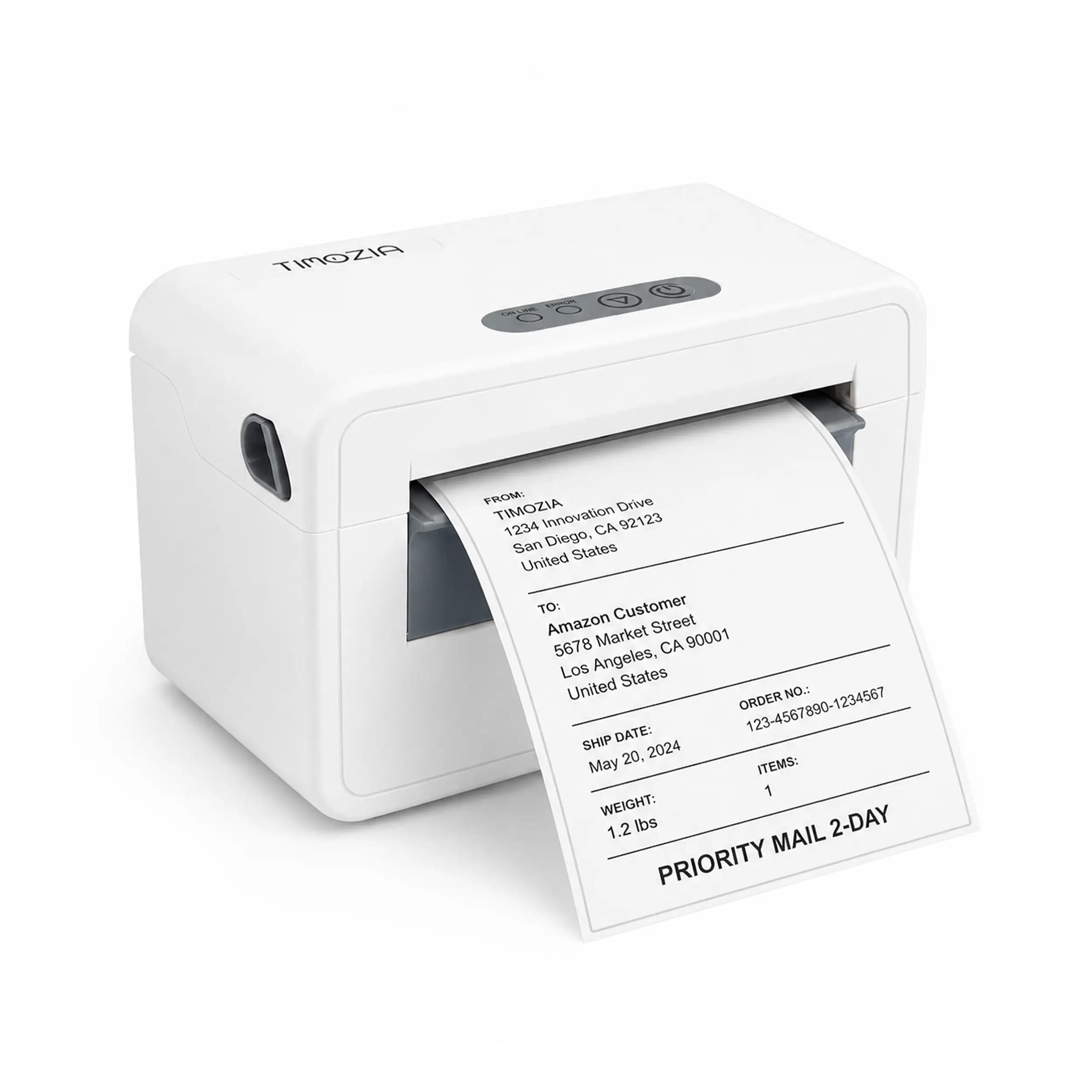 TIMOZIA 4x6 Bluetooth Thermal Shipping Label Printer, USB Label Printer for Small Business, 203DPI Barcode Waybill Printer for Android iOS Windows Mac