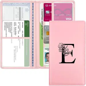 Registration and  Holder,  Document Holder with Closure, Pink with Letters Wallet Case Auto   Accessories for Women and Men