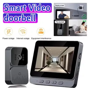 [Wireless Video Doorbell Camera] Smart Video Doorbell, 4.3-Time Display, No App/Wi-Fi Needed, 2-Way Audio, Rechargeable & Wall-Mountable - Seamless Indoor Home Security