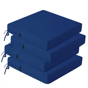 idee-home Outdoor Chair Cushions Set of 4, Color Fastness with Ties Patio Furniture Garden Sofa Couch Pads, 19x19 Waterproof
