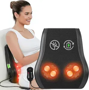 Cordless portable back massager with deep tissue percussion for pain relief, red light heating adjustment, 3D simulation massager, USB-C charging, suitable for everyday use at home, office, or in the car, making it a perfect gift.