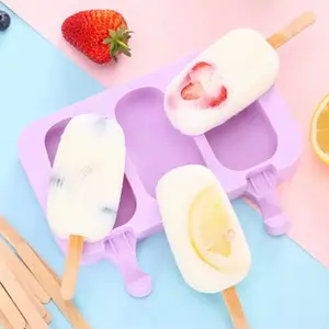 Silicone Ice Cream Mold, DIY Home Use, Food Grade Silicone, Cartoon Design, Easy Release, Includes 50 Sticks, Creative Ice Pop Molds