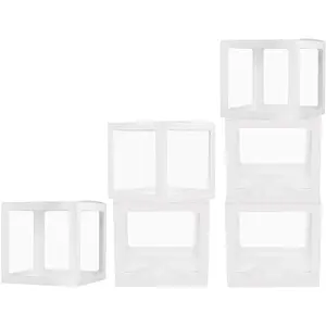 6 Pcs Balloon Boxes, Transparent Balloon Boxes with 78 Letters Name Blocks for Bridal Shower Gender Reveal Graduation Birthday Wedding, White
