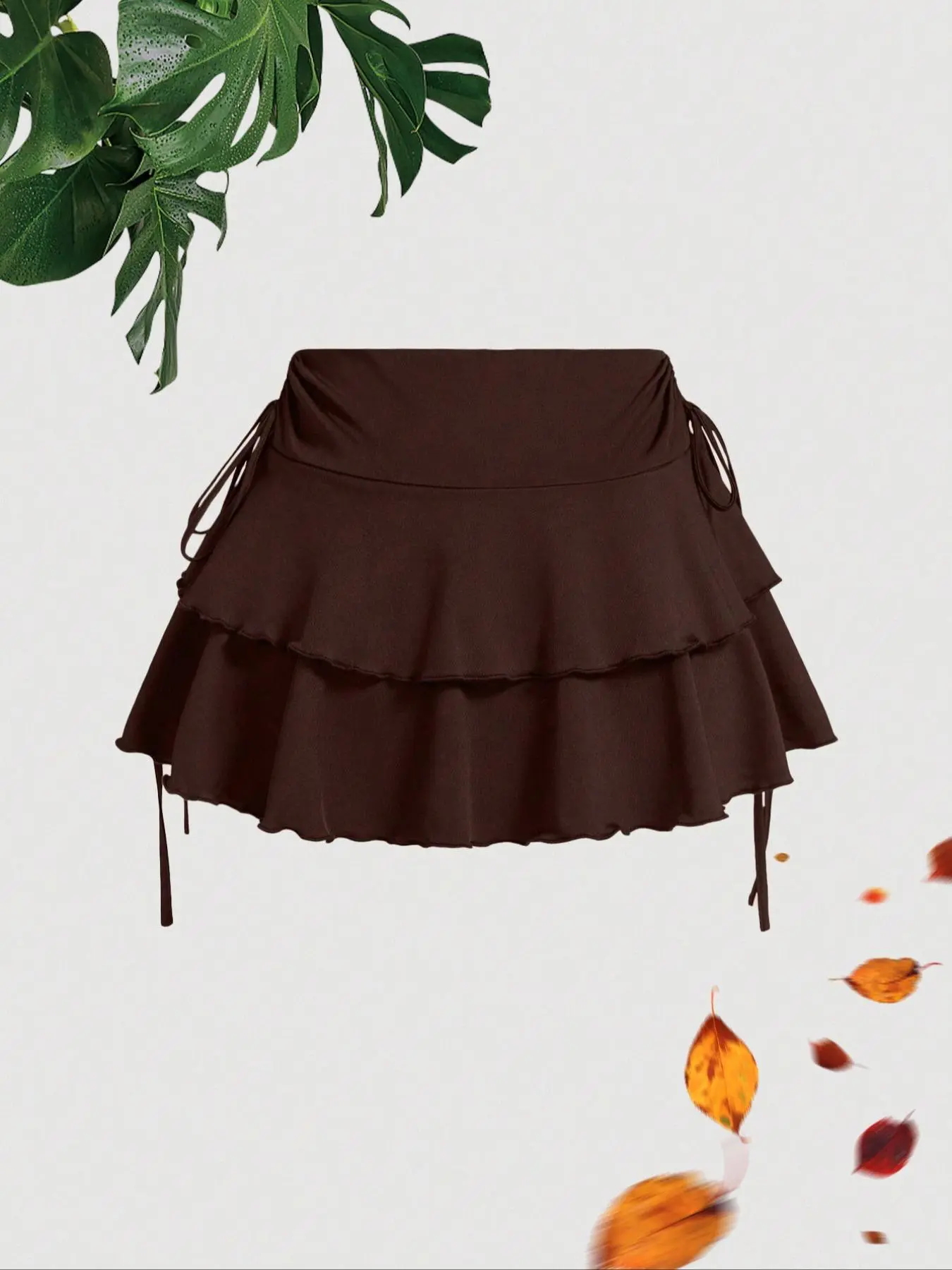 Women's Solid Ruffle Hem Skirt, Elegant Fashion Casual Sporty Skirt for Daily Outdoor Wear, Ladies Bottoms for All Seasons, Stretchy Athletic Skirt