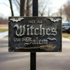 Vintage Aluminum Art Sign for Outdoor Garden Cemetery Haunted House Decor Witchy Gothic Room Decor Halloween Gift