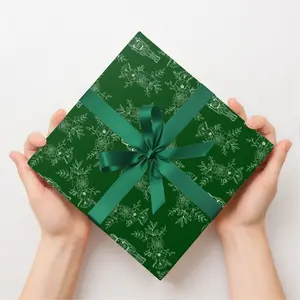 Green Toile Christmas Wrapping Paper X-Mas Gift Vintage Nutcracker French Country Present Holiday Paper Set of Five Sheets for Festive Gifting