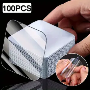 100 Pieces Super Strong Double-Sided Tape, Self Adhesive Transparent No Drilling or Nails Needed, for Plastic Glass Metal Stone Drywall Car Surfaces