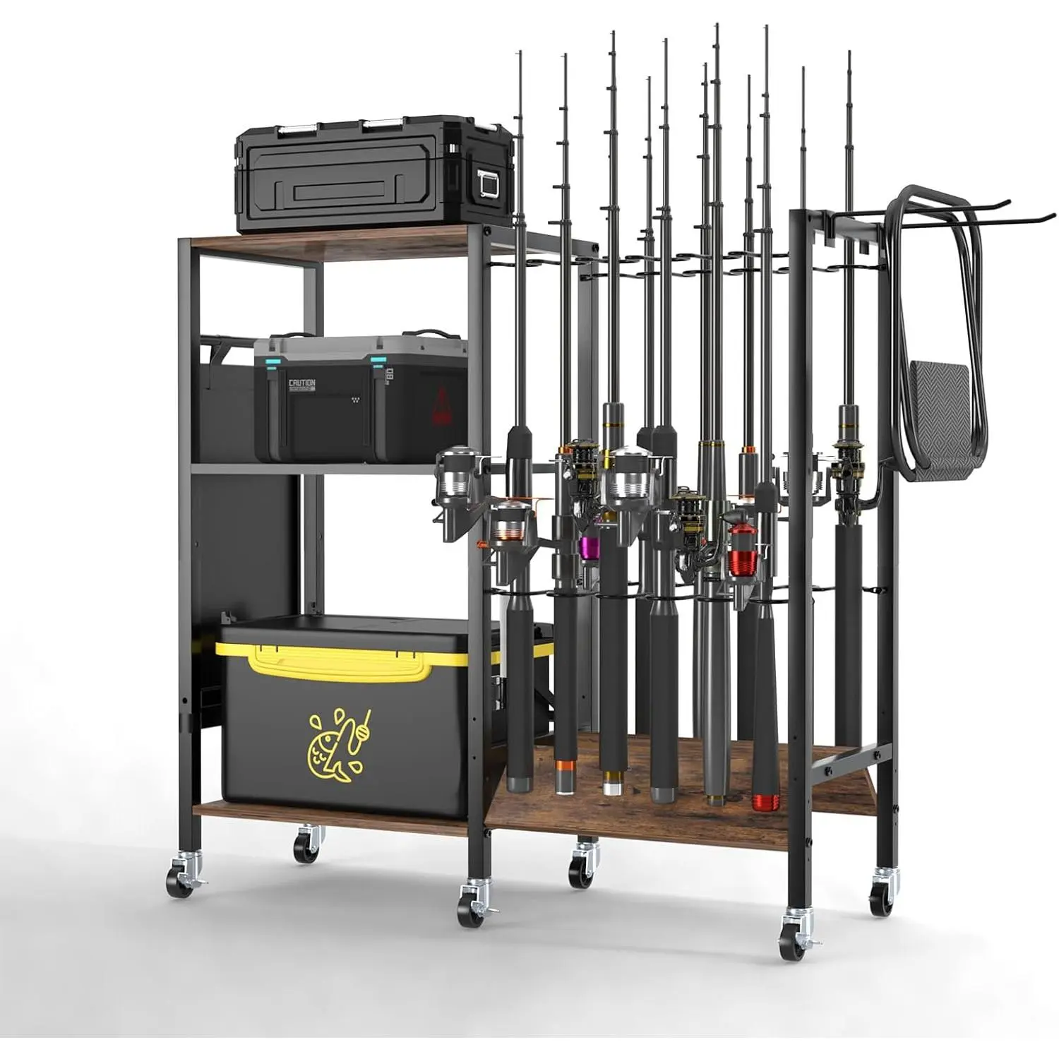 Fishing Rod Holders - Black Fishing Pole Holders for 1.57" (40mm) Diameter Rods, Organizer for Fishing Gear in Garage