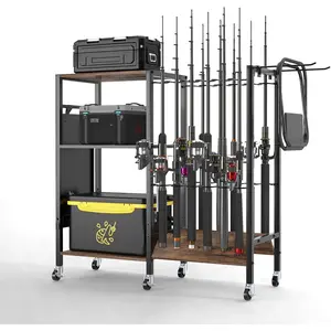 Fishing Rod Holders - Black Fishing Pole Holders for 1.57" (40mm) Diameter Rods, Organizer for Fishing Gear in Garage