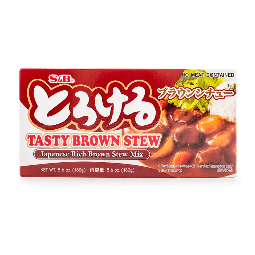 S&B Torokeru Japanese Rich Brown Stew Mix - 160g Wheat-Based Salty & Savory Beef Flavor Cooking Seasoning Kit, Ambient Storage, Easy to Prepare for Dinner Ideas, Ideal for Home Cooks & All Ages, Contains Wheat, High Sodium, Vegetable Oils (Palm Oil, Hydro