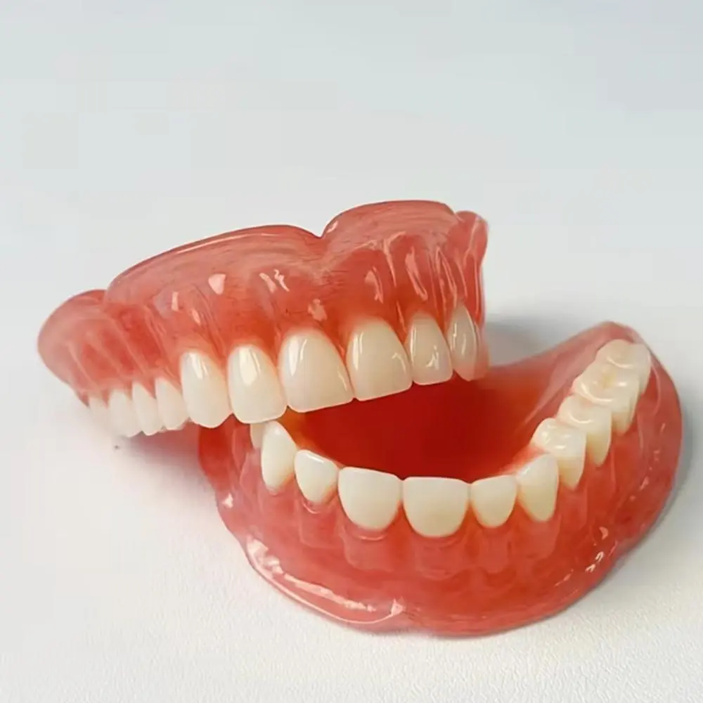 Full Set Natural Silicone Dentures, Upper & Lower Fake Teeth for Men & Women, Instant Confidence & Daily Oral Care