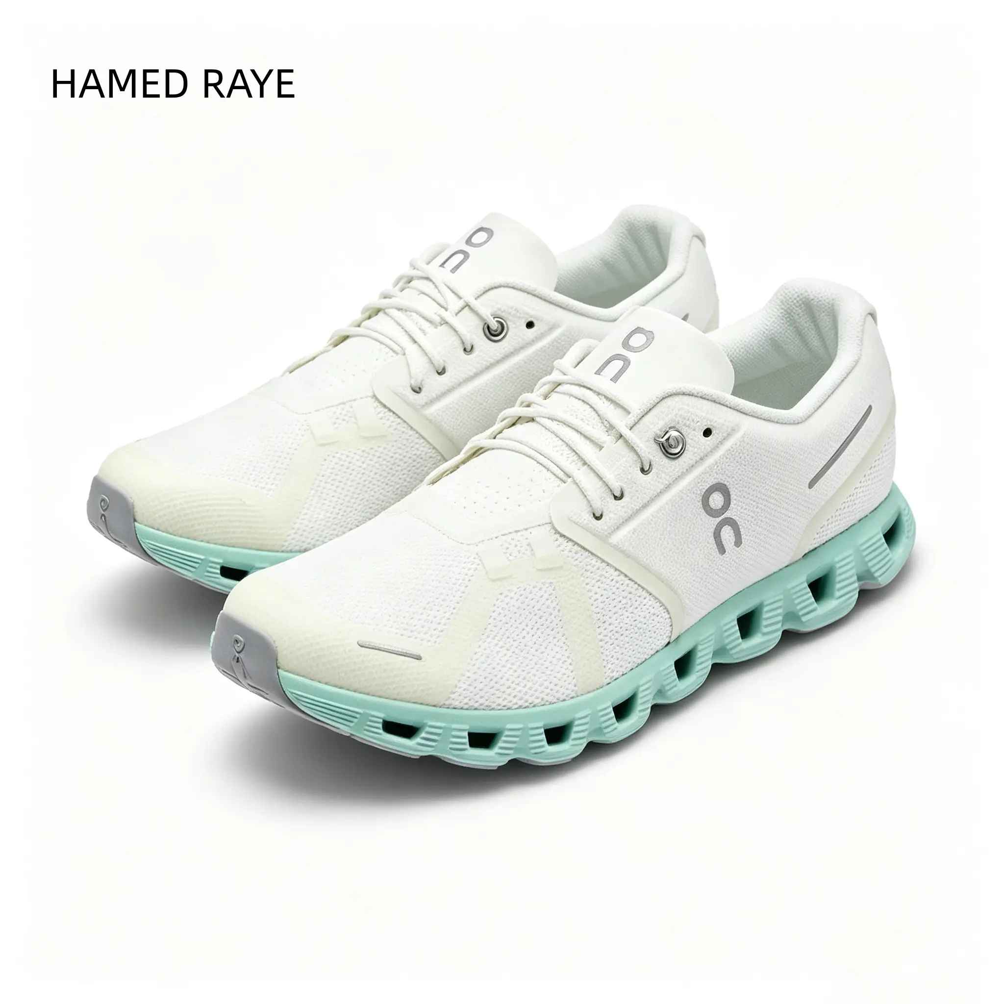 Womens White Mint Breathable Mesh Sneakers Hollow Cushioned Outdoors Jogging Daily Commute Athletic Shoes