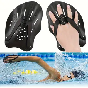 2 adjustable swimming paddles - durable black, easy-to-operate ergonomic grips, suitable for pool assistance and strength, enhancing swimming skills, suitable for all swimmers, swimming training equipment |   Hydrodynamic design