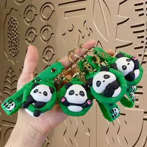 Cute Cartoon Chengdu Panda Keychain Plush Toy Charm, Adorable Hangable Collectible Gift, Unvulcanized Non-Sponge Rubber Material