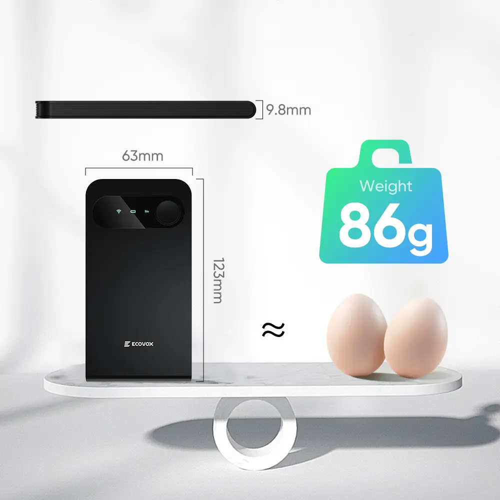 Digital Portable WiFi Hotspot, Slim Pocket-Sized Wireless Device for Global Travel, 4G LTE High-Speed eSIM, Connects up to 9 Devices