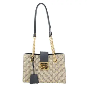 Pre-owned GUCCI Canvas Tote Bags Padlock Small GG Supreme Bees Tote Bag Beige 498156