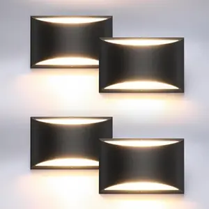 4 Pack Black Modern LED Wall Sconce Hardwired Indoor Wall Lights Up and Down Wall Mount Light for Living Room Bedroom Hallway Corridor Conservatory Warm White 3000K(with G9 Bulbs)