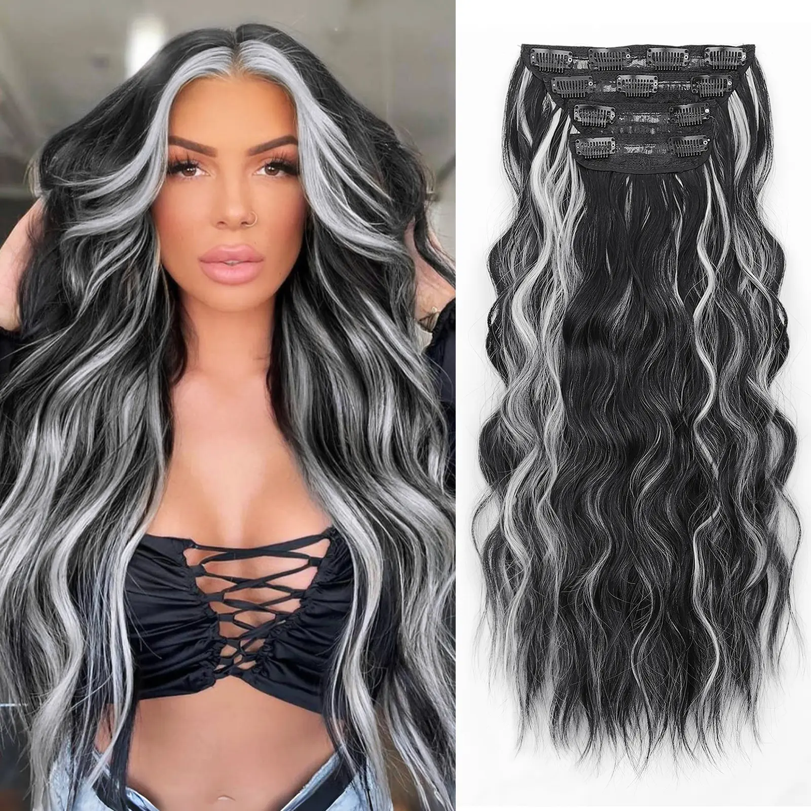 Black mix Smokey Silver-24inch