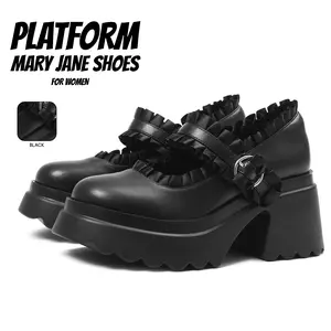 Womens Platform Mary Jane Shoes Round Toe Chunky Block High Heel Adjustable Buckle Strap Easy Slip on Retro Chic Party Work Casual Date Festival Cosplay Comfy Dressy Spring Summer Y2K Gothic Pumps