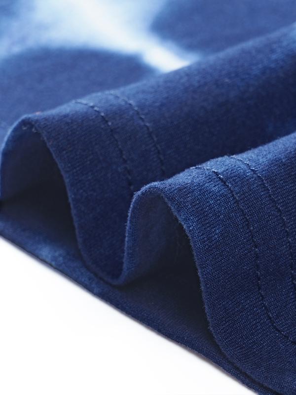 Agnes Orinda V Neck Plus Size Tops for Women Elbow 3/4 Sleeve Loose Fit Casual Blouse Tee Top Tie Dye T Shirts Trendy Blue White