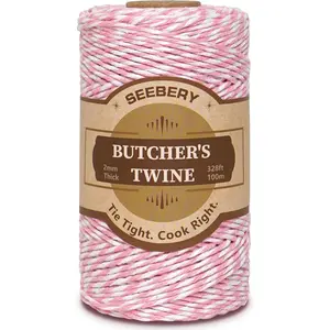 Pink and White Cotton Twine String, Bakers String Valentine’s String for Gift Wrapping, Crafts, Butcher Use, DIY Projects & Holiday Decorations (328ft