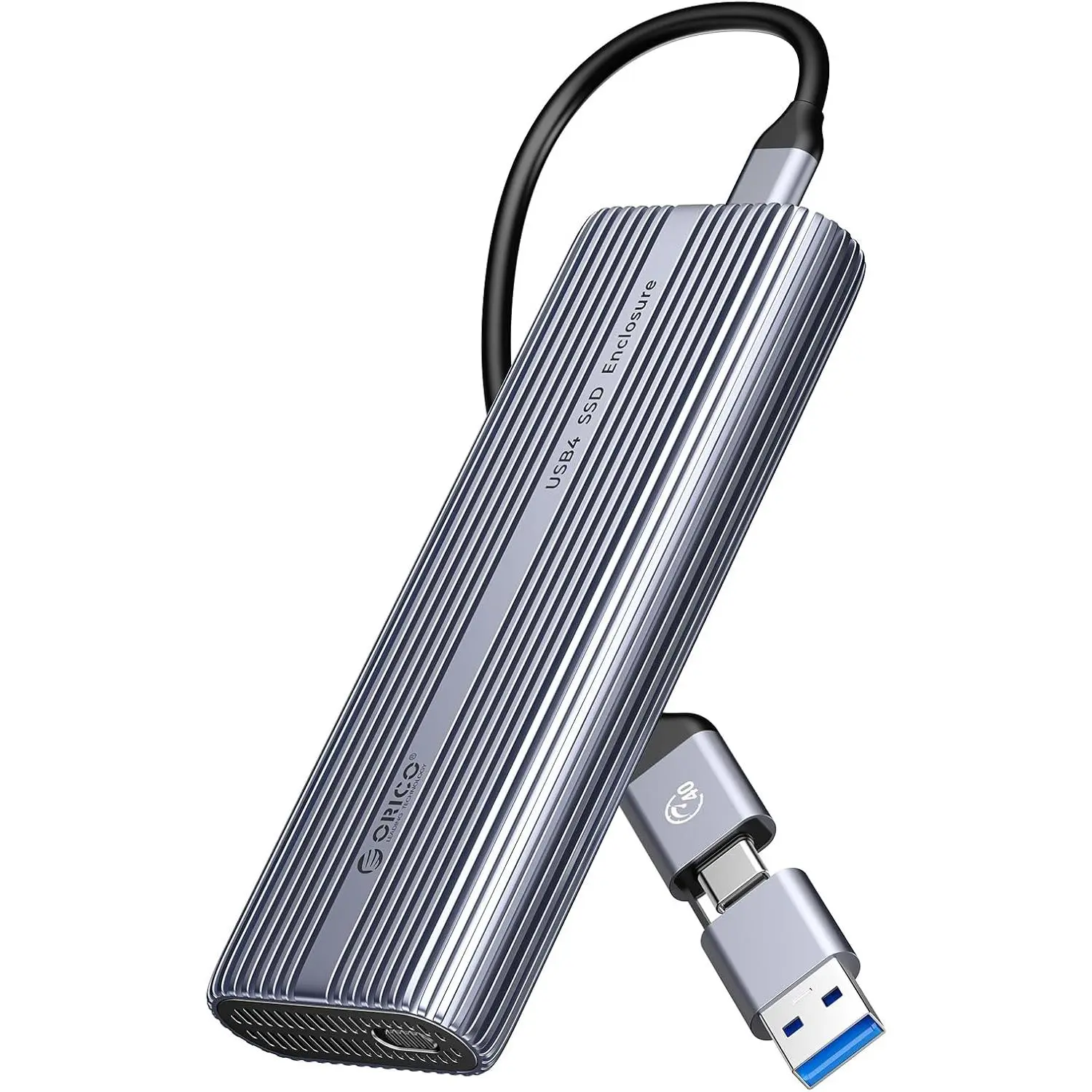 ORICO 40Gbps M.2 NVMe SSD Enclosure with Cooling Fan, Tool Free Aluminum M.2 Adapter Compatible with Thunderbolt 4/3 USB3.2/3.1/3.0/2.0, Max 8TB Capacity-ACOM2