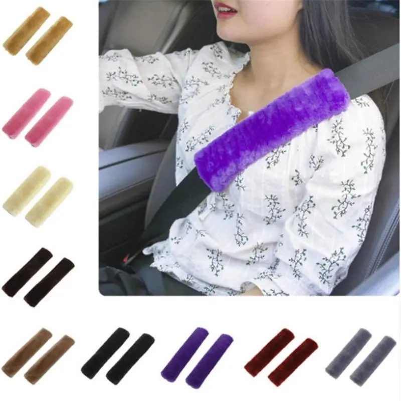 2pcs Car Seat Belt Cover Fluffy Auto Seatbelt Safety Belt Shoulder Pad Protector Adults Kids Car Interior Accessories