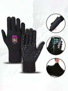 FNF Character Print Winter Gloves NonSlip Knit Warm Gloves for Outdoor Sports and Casual Wear Adults Perfect Christmas New Year Valentine's Day Gift for Cold Weather Activities