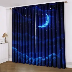 Galaxy Drapes, Decorative Curtain Panels, Window Curtain, Rod Pocket Curtains for Bedroom & Living Room, Home Decoration, No Pole Required