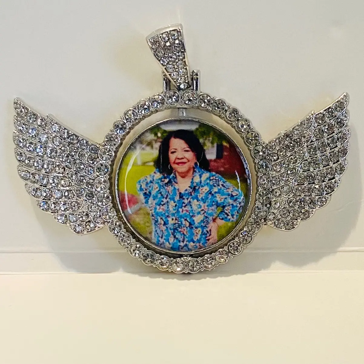 Custom Photo Angel Pendant - Personalized 25mm 2 Sided Charm with Adjustable Chain