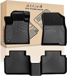Floor Mats for 2023 2024 2025 Honda Accord (Include Hybrid) All Weather TPE Rubber Floor Liners for Honda Accord 2025 2024 2023 Hybrid Accessories Odorless Non-Slip 1st & 2nd Row, Black.