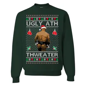Ugly Ath Merry Chrithmith Sweatshirt, Butt Viral Ugly Ass Boxing Fight Meme Men Women Funny Ugly Christmas Sweater Cotton Menswear
