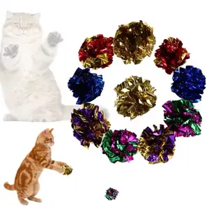 10 Pack 5.5cm Crispy Ringing Paper Ball Pet Cat Toys Interactive Pet Products for Kitten Cat Accessories Pet Supplies, Interactive Pet Cat Toys for Engaging Playtime