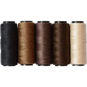 5 Rolls Sewing Threads Weaving Threads Using for Hand Sewing Hair Weft Hair Extensions Wig DIY (Black, Brown, Dark Brown, Beige, Khaki)